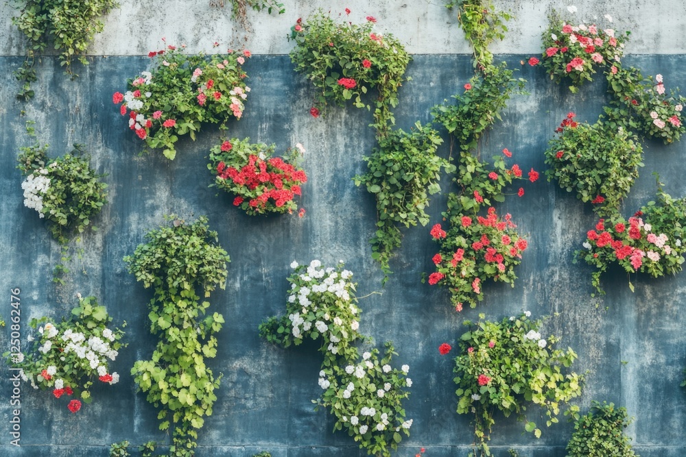 Naklejka premium Colorful blooms adorn a urban wall