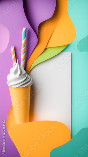 Ice cream sale shop concept, white copy space, vertical social media story template, phone wallpaper design