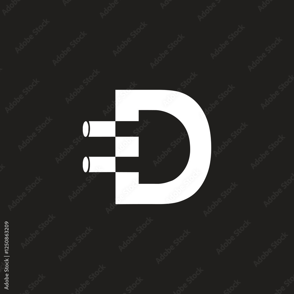 Letter D vector art icon logo design with electric plug initial minimal and elegant awesome trendy professional logo design template on black background. Letter D vector art icon logo design with electric plug initial minimal and elegant awesome trendy professional logo design template on black background.