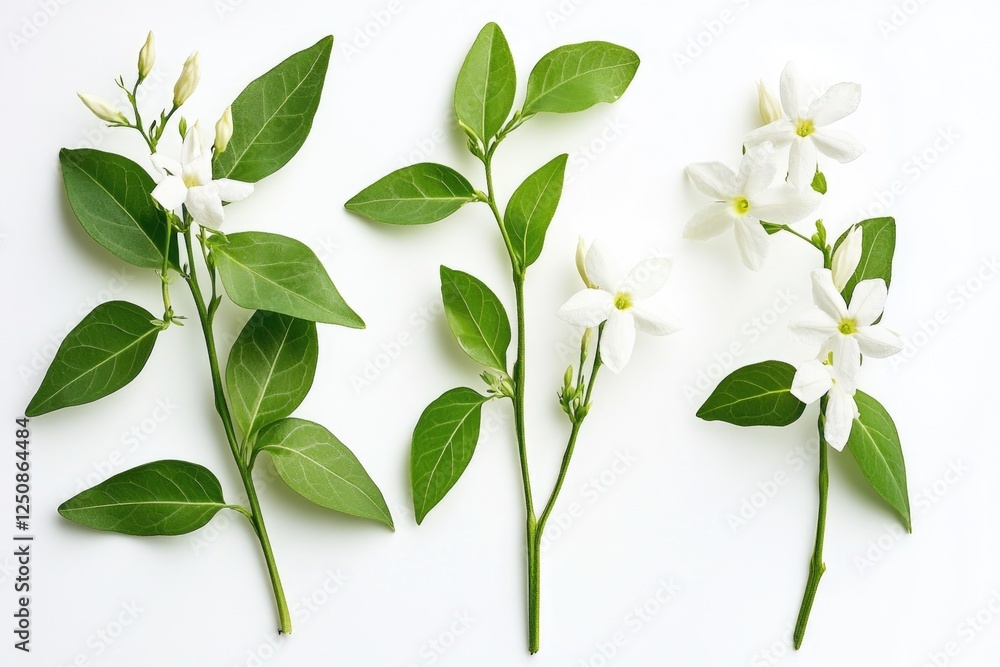 Fototapeta premium A group of white flowers sitting on a white surface, perfect for use in various designs and arrangements