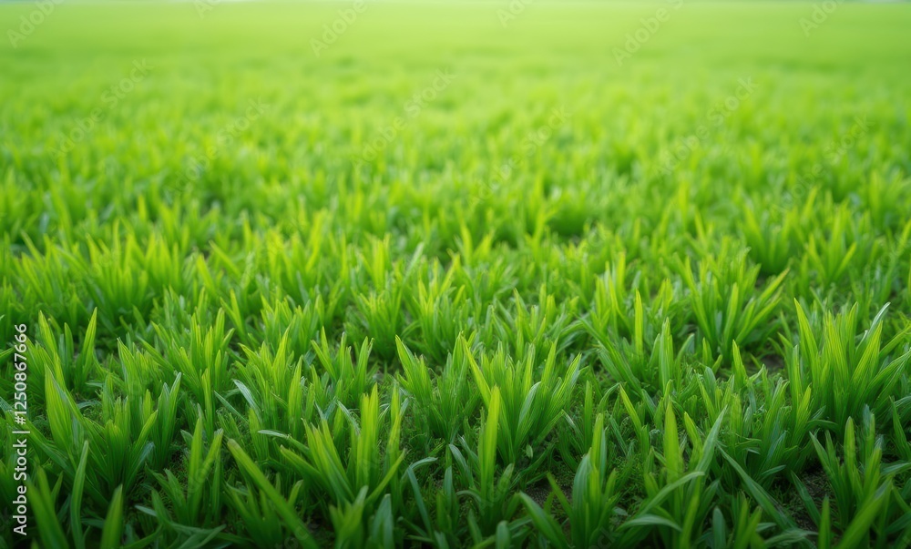 Vibrant green grass field with new shoots Vibrant green grass field with new shoots