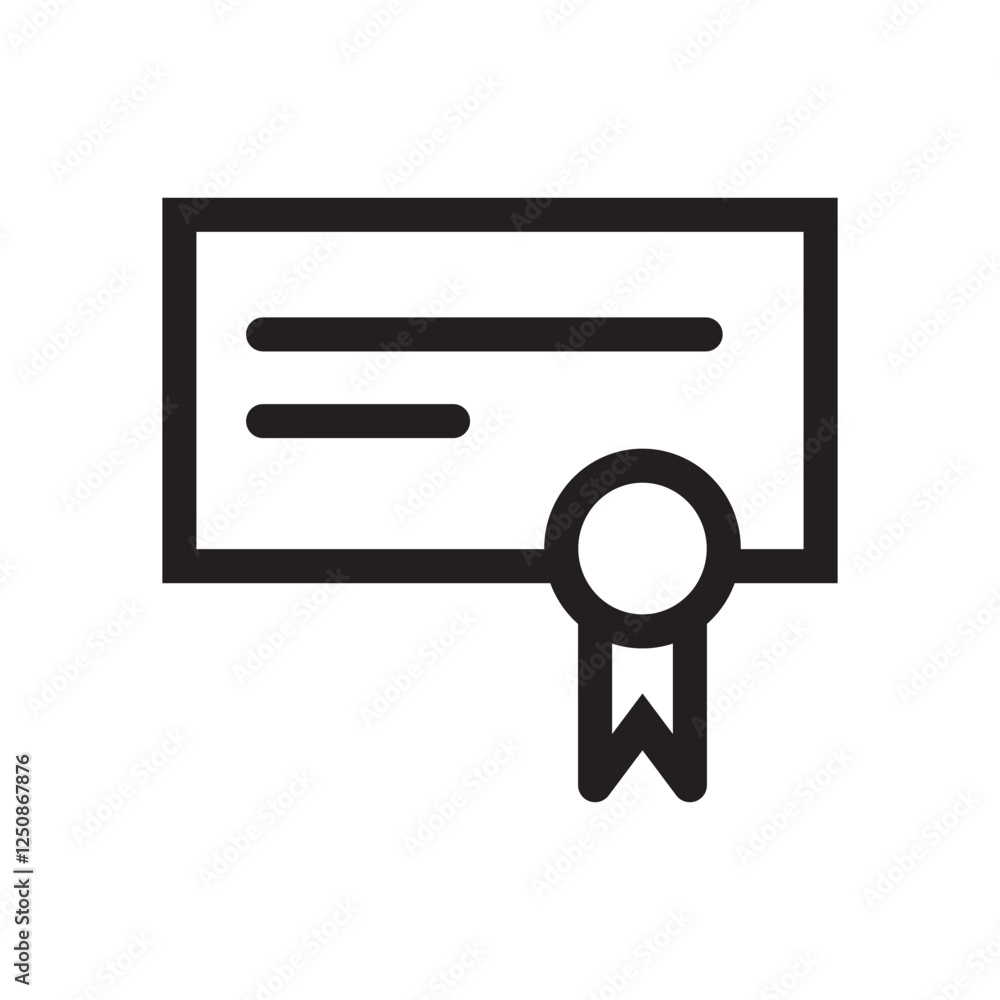 Diploma certificate line icon. simple flat black trendy style illustration on white background vector