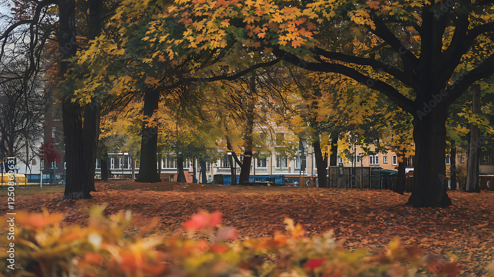 autumn landscape Colorful foliage in the park Falling leaves natural autumn landscape Colorful foliage in the park Falling leaves natural