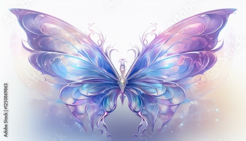 shiny holographic butterfly on white