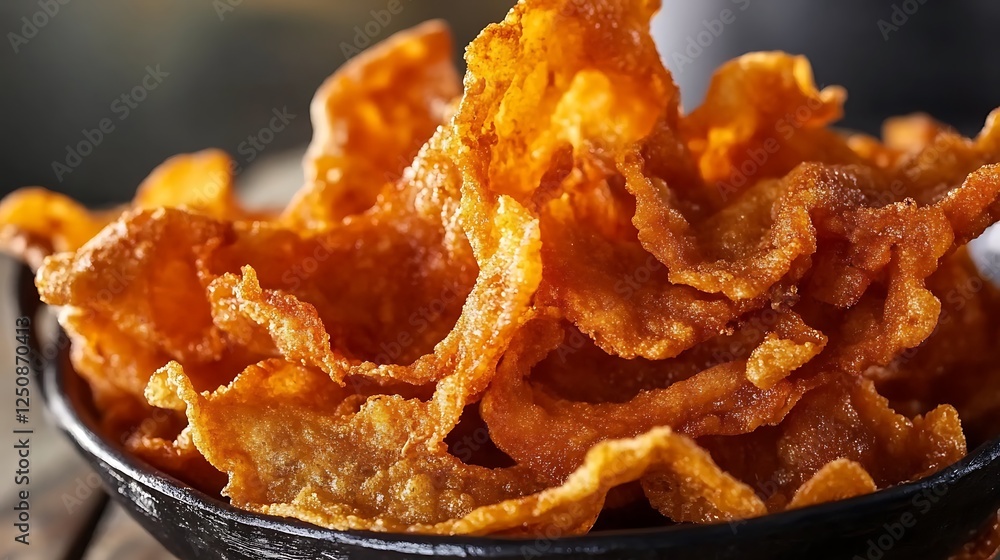Food of fried pork torreznos or chicharrones Food of fried pork torreznos or chicharrones