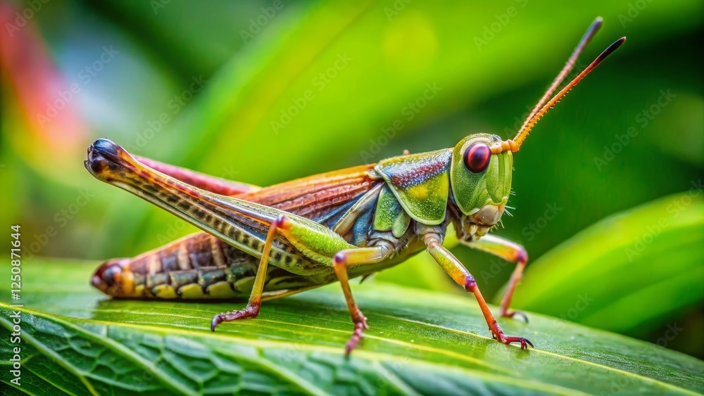 Grasshopper leap tropical garden nature photography close-up view insect behavior Grasshopper leap tropical garden nature photography close-up view insect behavior