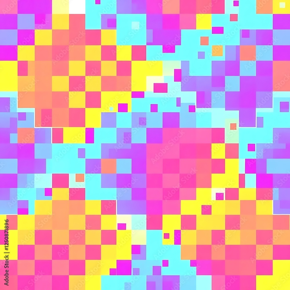 Pixelated Pastel Dreamscape: An abstract image featuring a vibrant blend of pastel colors in a pixelated checkerboard pattern, creating a dreamy and playful visual texture. Pixelated Pastel Dreamscape: An abstract image featuring a vibrant blend of pastel colors in a pixelated checkerboard pattern, creating a dreamy and playful visual texture.