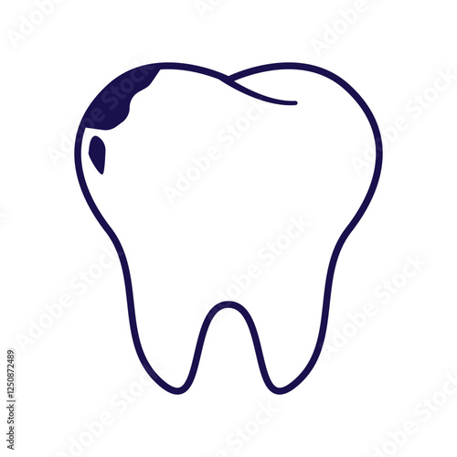 A minimalistic outline icon of a dental  teeth with plague Ideal for medical, healthcare, and dentistry-related designs