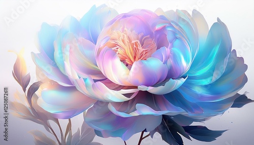 Wallpaper Mural shiny purpel blue peony flower on white Torontodigital.ca