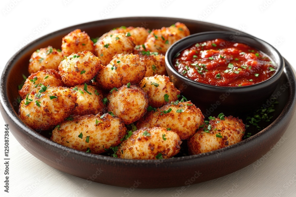 Crispy Potato Bites with Spicy Sauce Crispy Potato Bites with Spicy Sauce