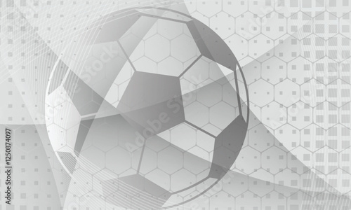 Football or soccer background with big ball in gray colors