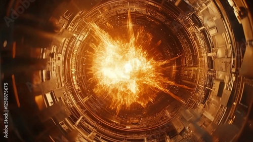Explosive Energy Burst in Futuristic Technology Environment