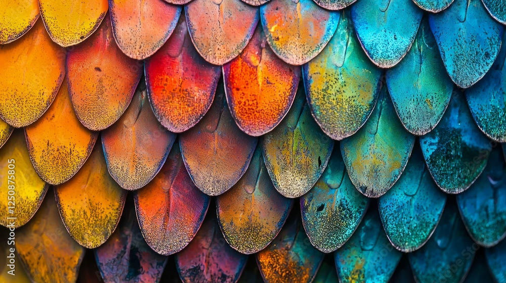 custom made wallpaper toronto digitalColorful Scales in Vibrant Patterns on Surface of Decorative Art