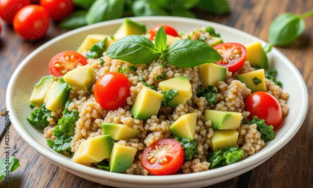 Fresh vegetable couscous salad with basil Fresh vegetable couscous salad with basil
