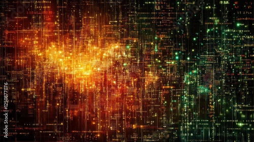 Wallpaper Mural Abstract digital data stream visualization; glowing lines and particles forming a complex network. Torontodigital.ca