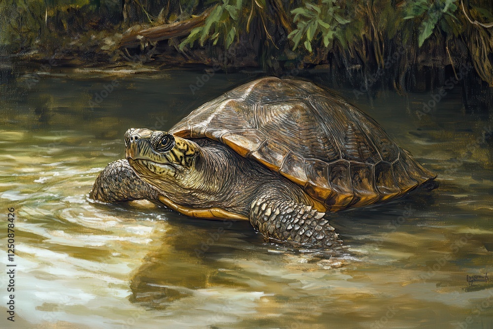 Fototapeta premium Swimming Bellinger River Snapping Turtle (Myuchelys),