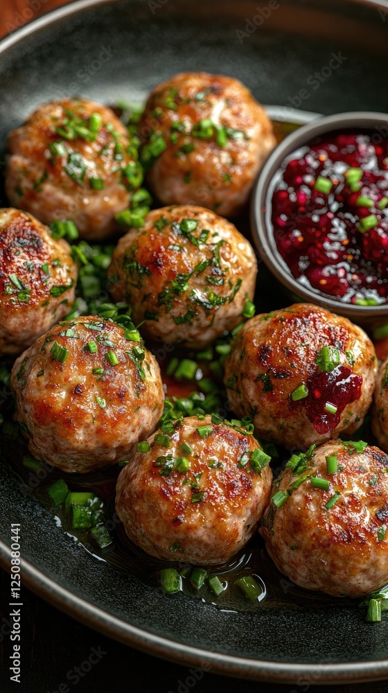 Savory Meatballs Cooked in Pan with Sauce Savory Meatballs Cooked in Pan with Sauce