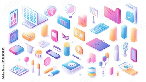 Wallpaper Mural Digital Business with marketing concept, management, payment, market research and data analysis, communication flat illustrations on white background Torontodigital.ca