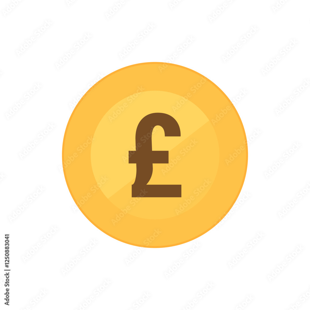 Gold British Pound coin. Flat vector icon isolated on a white background Gold British Pound coin. Flat vector icon isolated on a white background