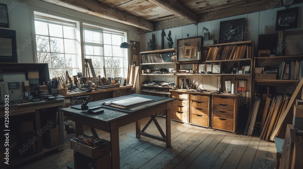 Cozy and Inspiring Art Studio Filled with Crafting Supplies Cozy and Inspiring Art Studio Filled with Crafting Supplies