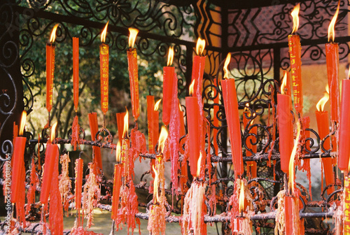 burning candles in the temple