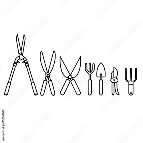 Garden shears icon vector set. Garden tool illustration sign collection. Tool symbol or logo.