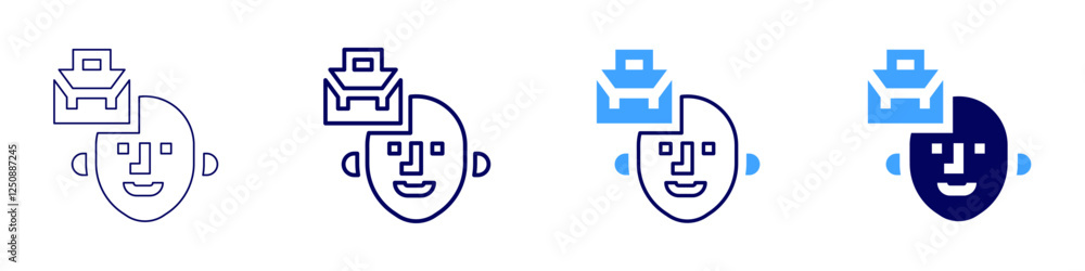Goal-driven mindset icon in 4 different styles. Thin Line, Line, Bold Line, Duotone. Duotone style. Editable stroke