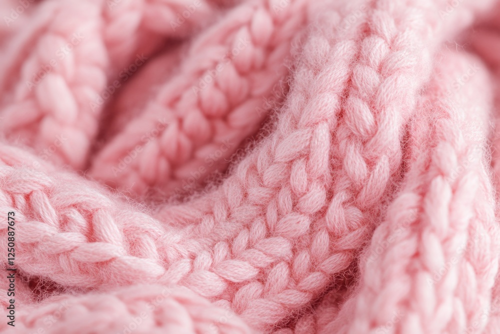 A close-up shot of a pink knitted blanket with intricate details A close-up shot of a pink knitted blanket with intricate details