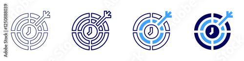 Long-term goal icon in 4 different styles. Thin Line, Line, Bold Line, Duotone. Duotone style. Editable stroke