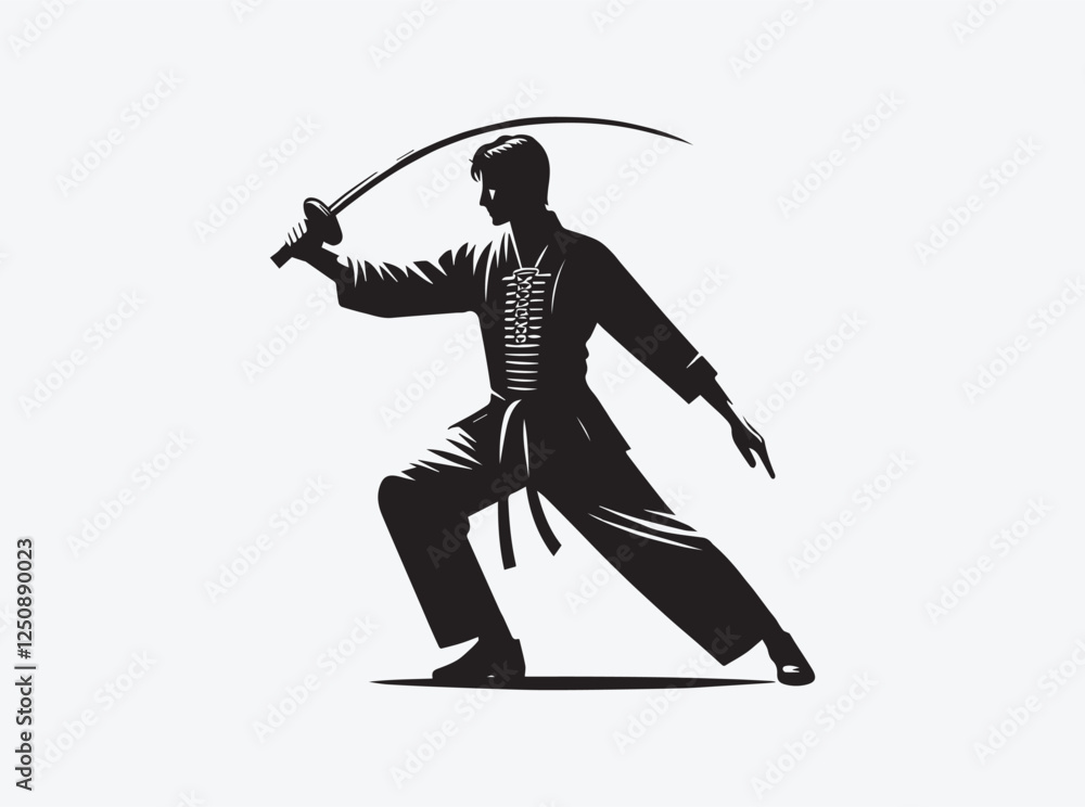 Martial Artist Practicing Arnis with Sticks in Silhouette Form Martial Artist Practicing Arnis with Sticks in Silhouette Form