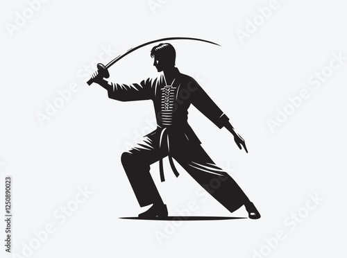 Martial Artist Practicing Arnis with Sticks in Silhouette Form