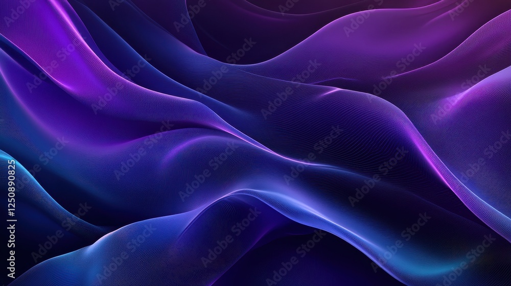 Fototapeta premium Abstract Purple Blue Wave Pattern Digital Art