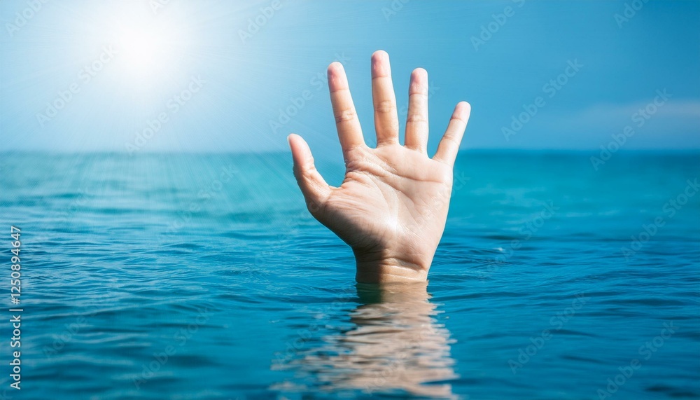 hand reaching out of water for help, desperate plea for rescue, survival at sea hand reaching out of water for help, desperate plea for rescue, survival at sea