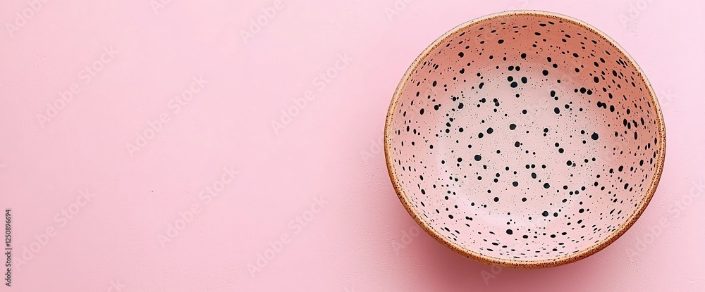 Pink speckled bowl on pink background Pink speckled bowl on pink background