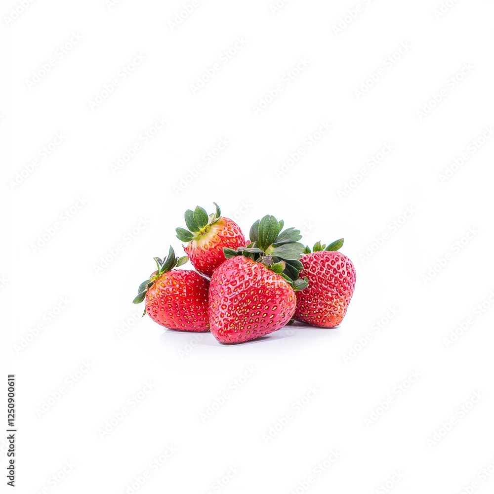 Fresh and Juicy Strawberries Piled on White Background Fresh and Juicy Strawberries Piled on White Background