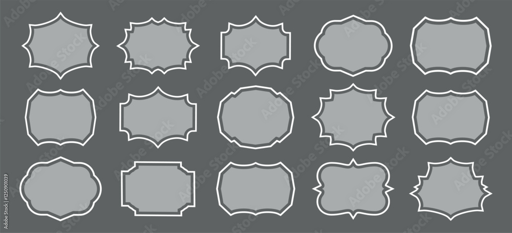 Fototapeta premium Ornamental label frames. Set of luxury vintage frames, collection of retro labels, Royal wedding insignia, sale sticker or invitation card. Isolated vector illustration.
