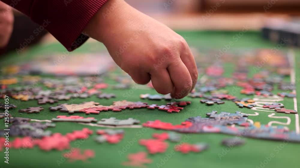 hands trying to place puzzle pieces