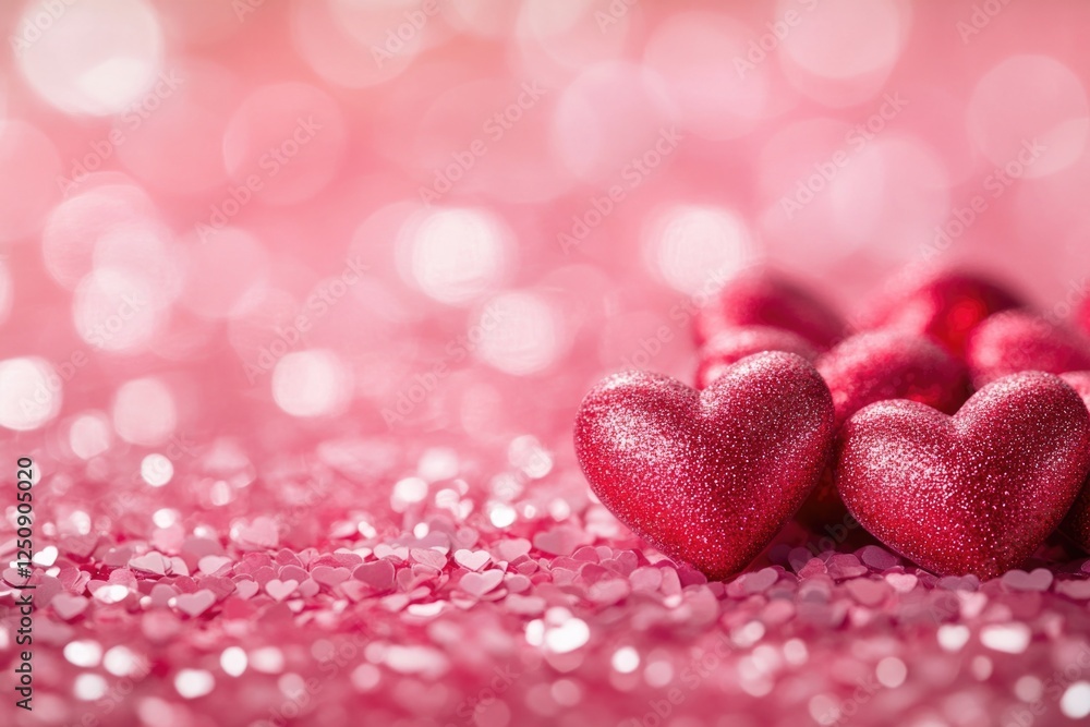 Fototapeta premium Pink background with multiple stacked hearts