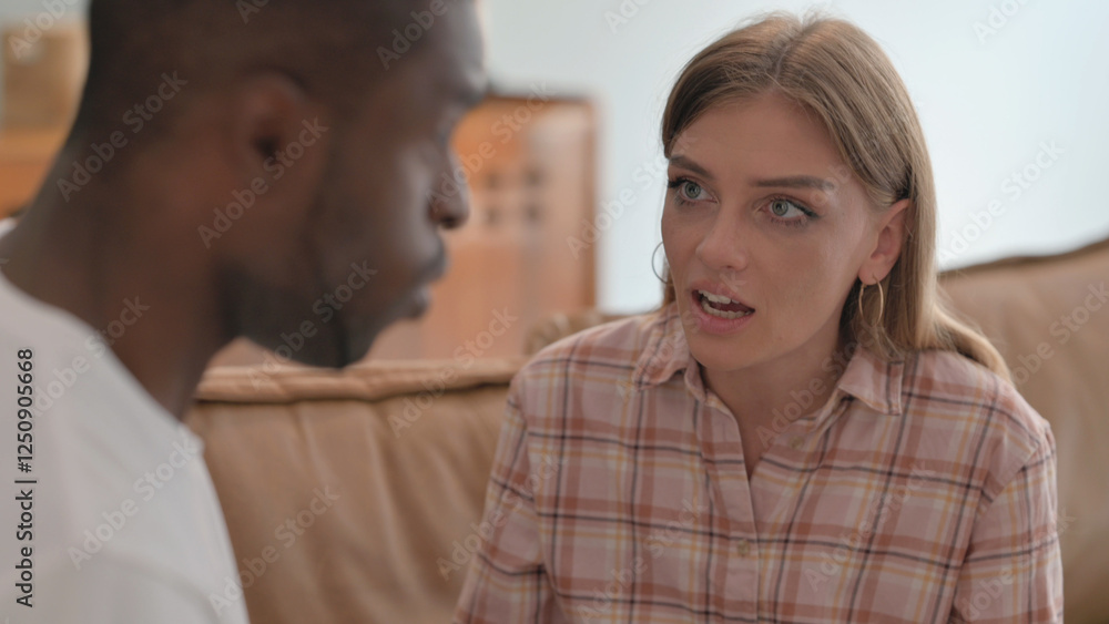 Woman Fighting with Depressed African Man at Home Woman Fighting with Depressed African Man at Home