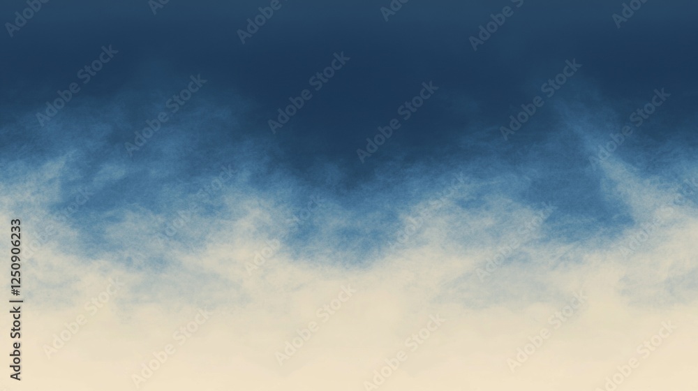 Obraz premium Abstract gradient depicting a transition from deep blue to light beige, resembling a sky with soft, cloud-like textures. Ideal for backgrounds and artistic designs