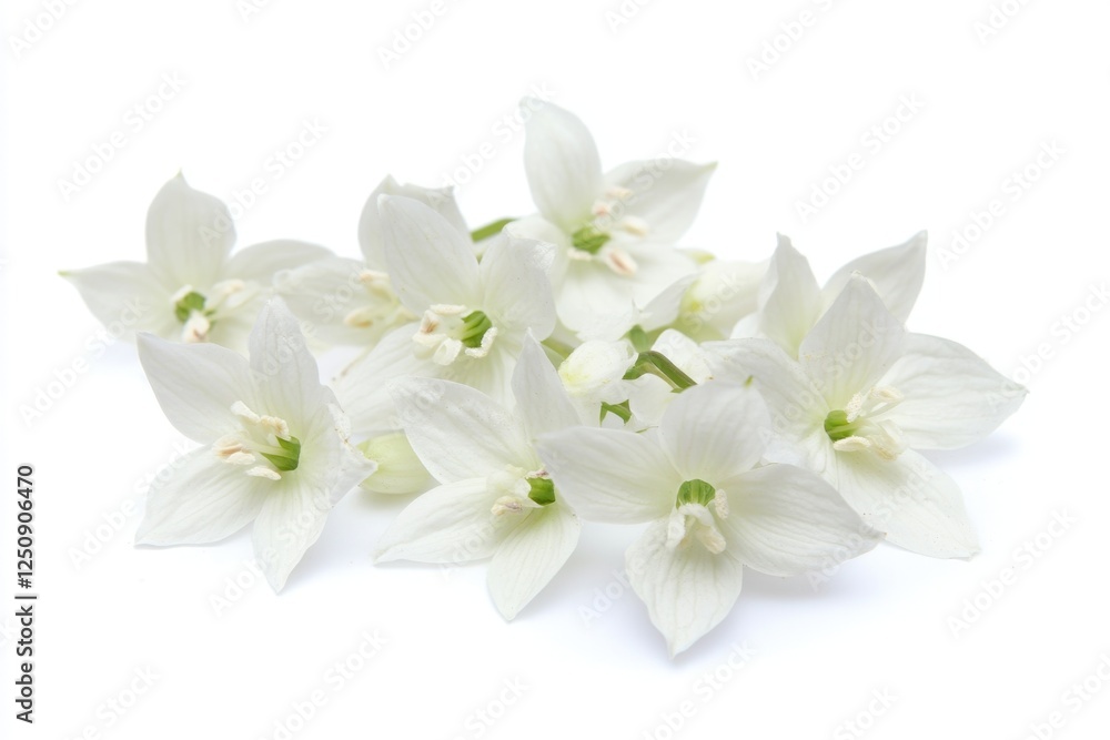Fototapeta premium Fresh white flowers arranged on a clean white surface