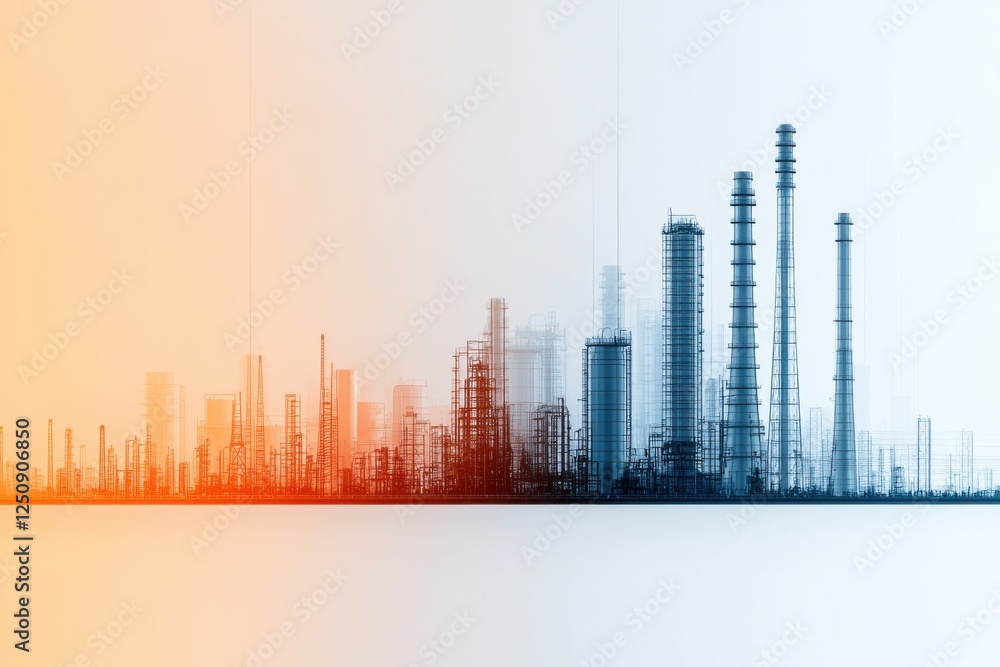 Obraz premium Futuristic skyline of a technological and financial urban center with modern skyscrapers office buildings and a dynamic cityscape The image showcases the intersection of architecture technology