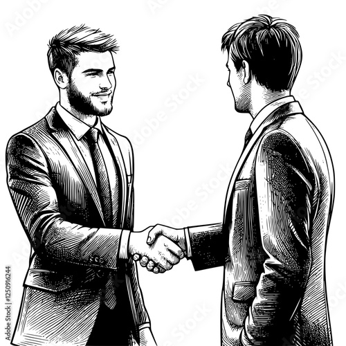 Two businessmen making a deal with a handshake