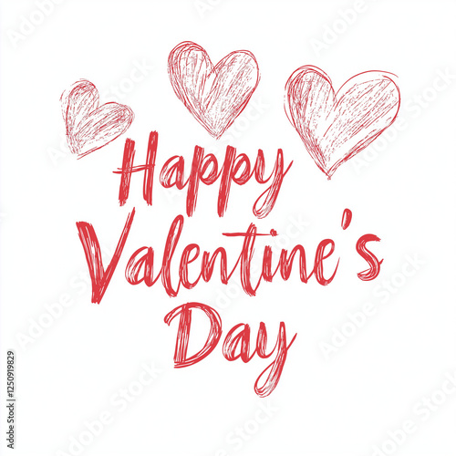 Wallpaper Mural A clean white background with simple heart outlines and a modern, elegant Happy Valentine's Day typography in bold red.   Torontodigital.ca