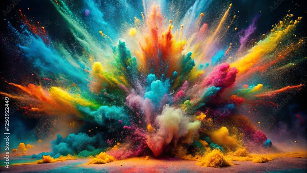Colorful Explosion of Powder in a Dramatic Display of Vibrant Hues Colorful Explosion of Powder in a Dramatic Display of Vibrant Hues