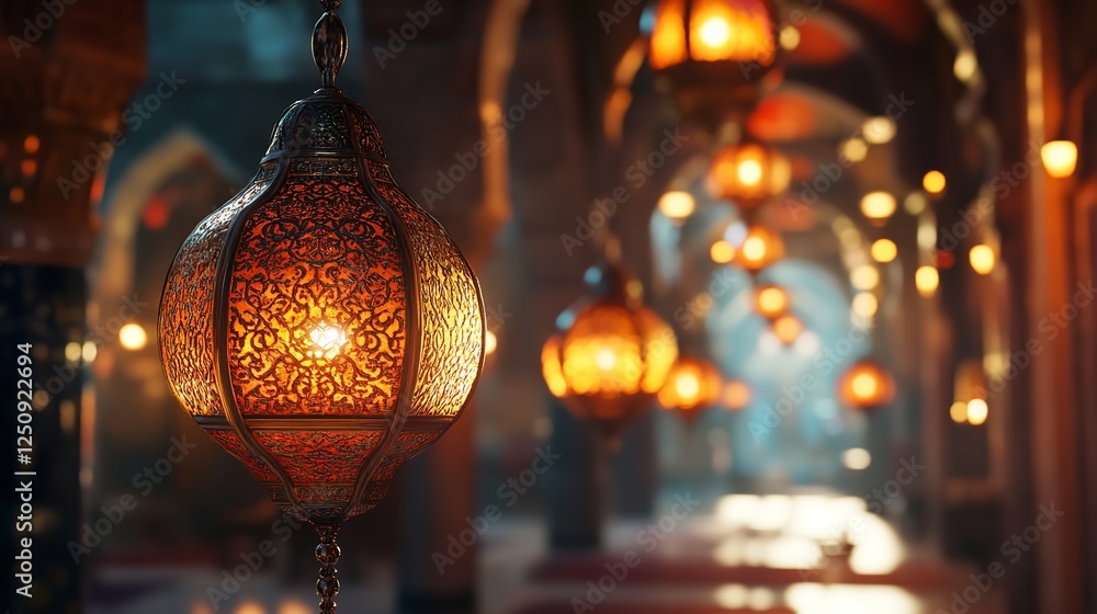 An enchanting Arabic Ramadan lantern casting a warm glow in the midst of Eid-Ul-Adha celebrations. An enchanting Arabic Ramadan lantern casting a warm glow in the midst of Eid-Ul-Adha celebrations.