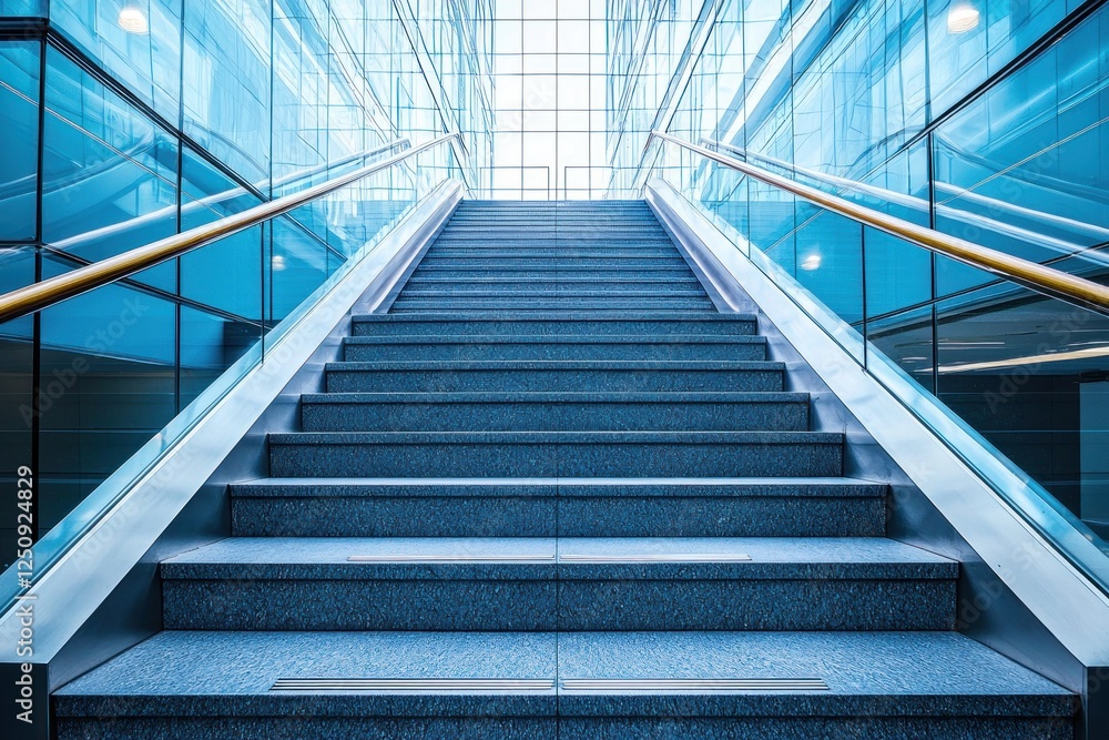 Modern glass building stairway success ascent Modern glass building stairway success ascent