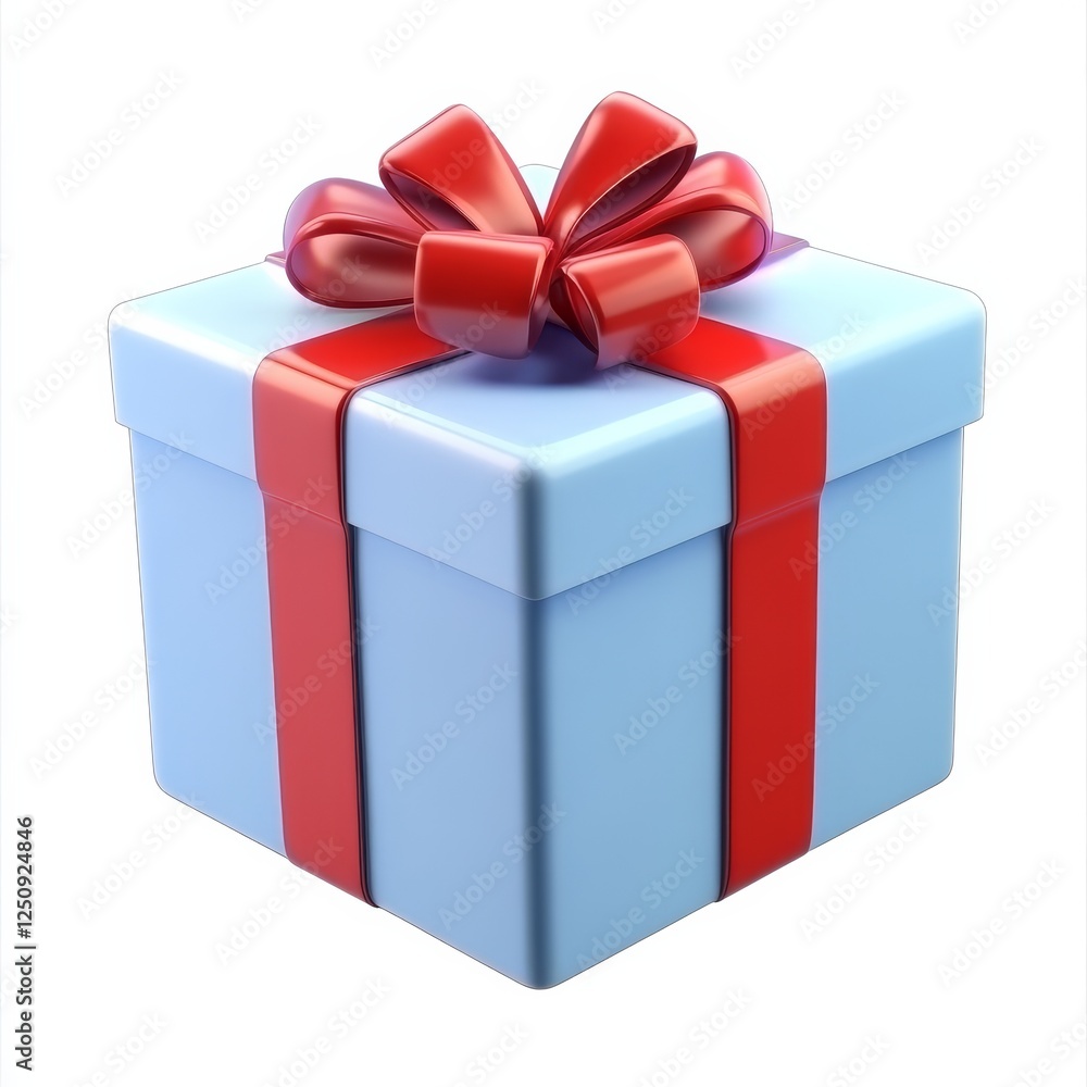 Obraz premium A high-quality 3D render of a gift box icon, featuring a neatly wrapped package with a decorative