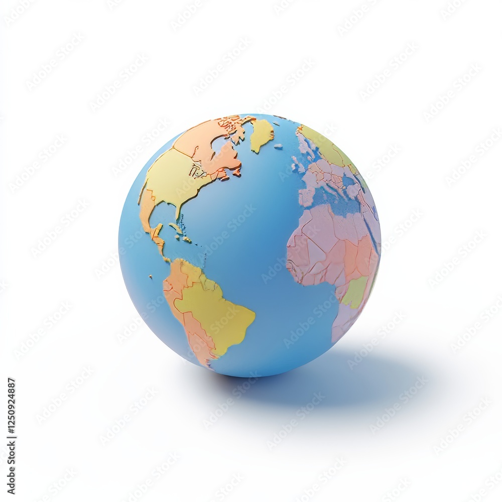 Naklejka premium A high-quality 3D render of a global icon, featuring a sleek, spherical Earth with meridians