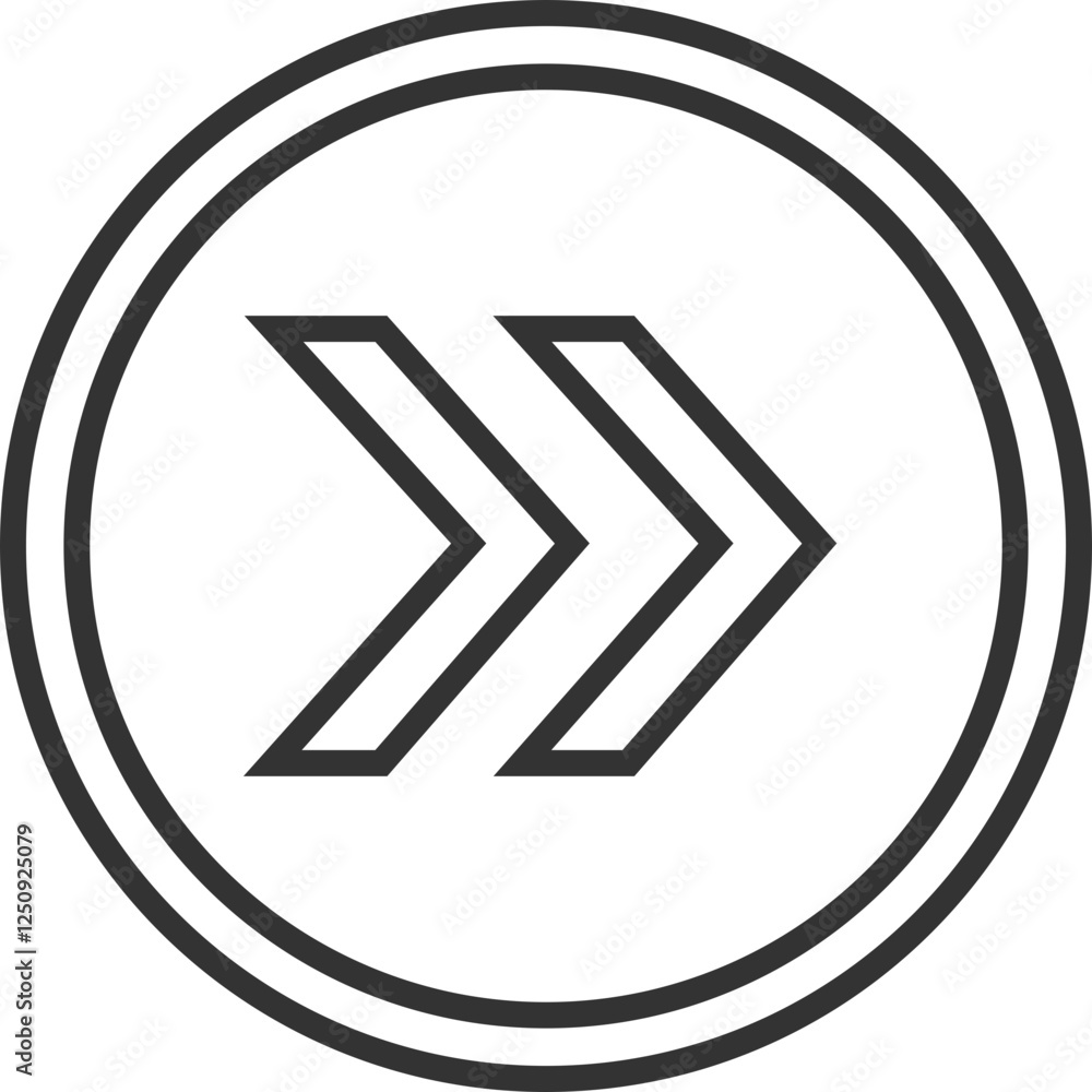 Double Chevron Arrows in Circle Outline Double Chevron Arrows in Circle Outline